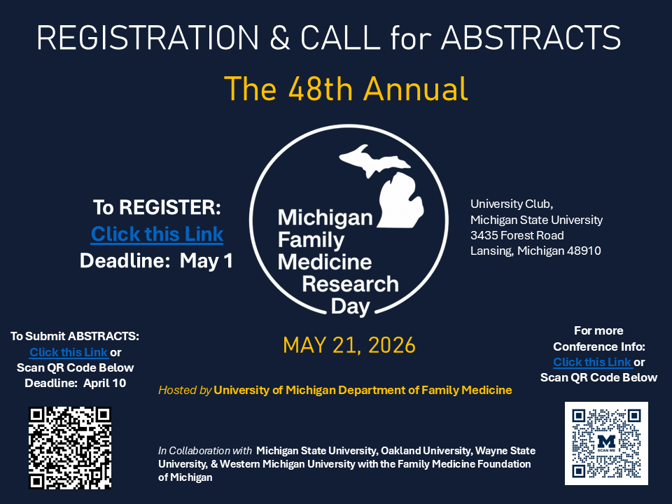 Download the 2026 Michigan Family Medicine Research Day flyer